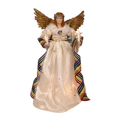 Kurt Adler 14in 10-Light Pride Angel Christmas Tree Topper