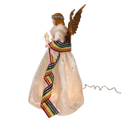 Kurt Adler 14in 10-Light Pride Angel Christmas Tree Topper