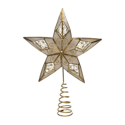 Kurt Adler 10.5in 5-Point Capiz Gold Star Christmas Tree Topper