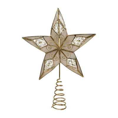 Kurt Adler 10.5in 5-Point Capiz Gold Star Christmas Tree Topper