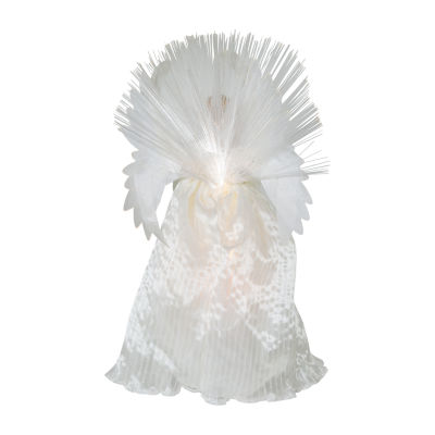 Kurt Adler 16in Ivory/Clear Angel Christmas Tree Topper