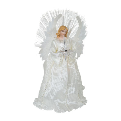 Kurt Adler 16in Ivory/Clear Angel Christmas Tree Topper