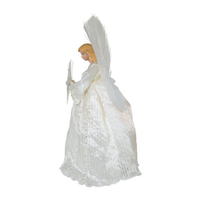 Kurt Adler 16in Ivory/Clear Angel Christmas Tree Topper