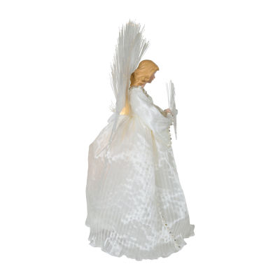 Kurt Adler 16in Ivory/Clear Angel Christmas Tree Topper