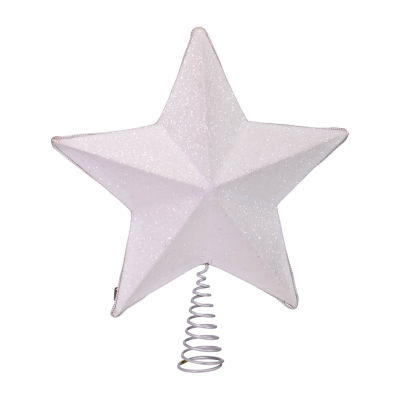 Kurt Adler 13.5in 5--Point White And Silver Star Christmas Tree Topper