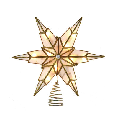 Kurt Adler Ul 10 Light 6-Point Gold Capiz Star Christmas Tree Topper