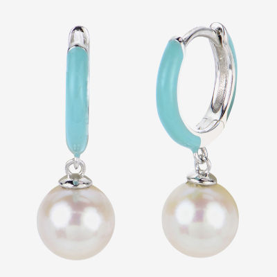 White Cultured Freshwater Pearl Sterling Silver Drop Earrings