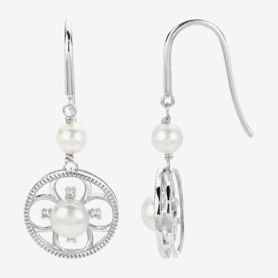 Cultured Freshwater Pearl Sterling Silver Drop Earrings