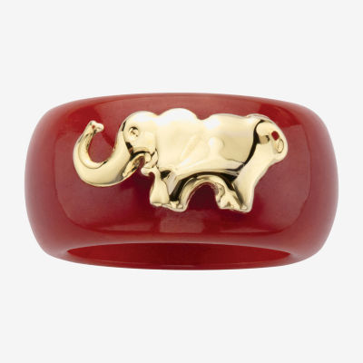 Elephant 11M Genuine Red Jade 10K Gold Band