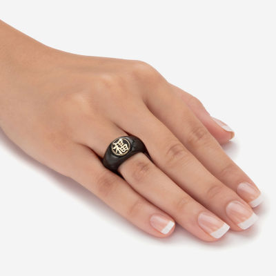 "Fortune" Womens Genuine Black Jade 10K Gold Cocktail Ring