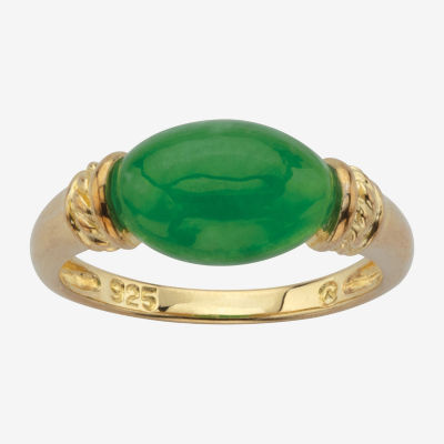 Womens Genuine Jade 14K Gold Over Silver Cocktail Ring