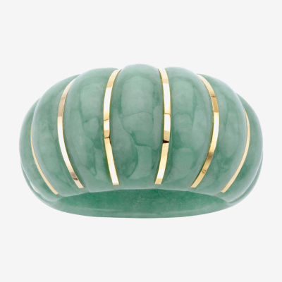 3.5MM Genuine Green Jade 10K Gold Band