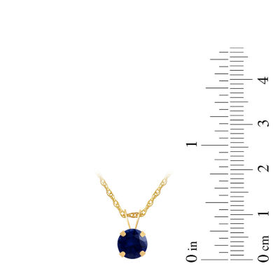 Womens Lab Created Blue Sapphire 10K Gold Circle Round Pendant Necklace