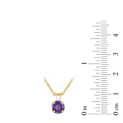 Womens Gemstone 10K Gold 6MM Round Pendant Necklace