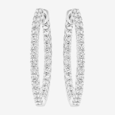 Effy  (G-H / Vs1-Vs2) 1 1/2 CT. T.W. Lab Grown White Diamond 14K White Gold 1.1mm Hoop Earrings