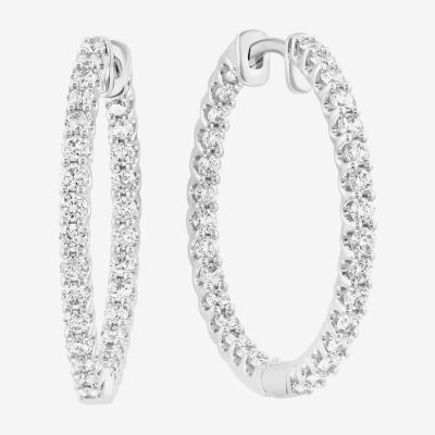 Effy  (G-H / Vs1-Vs2) 1 1/2 CT. T.W. Lab Grown White Diamond 14K White Gold 1.1mm Hoop Earrings