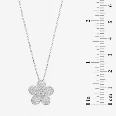 Effy  (E-F / Vs2-Si1) Womens 3/4 CT. T.W. Lab Grown White Diamond Sterling Silver Flower Pendant Necklace