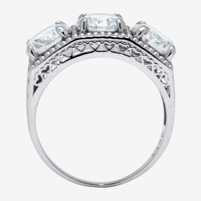 Diamonart Womens / CT. T.W. White Cubic Zirconia Platinum Over Silver Round Engagement Ring