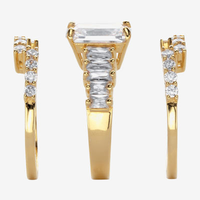 Diamonart Womens 5 3/4 CT. T.W. White Cubic Zirconia 18K Gold Over Silver Rectangular Bridal Set