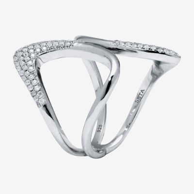 Diamonart Womens / CT. T.W. White Cubic Zirconia Sterling Silver Round Cocktail Ring