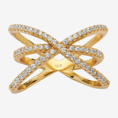 Womens 1/2 CT. T.W. Cubic Zirconia 14K Gold Over Silver Round Cocktail Ring