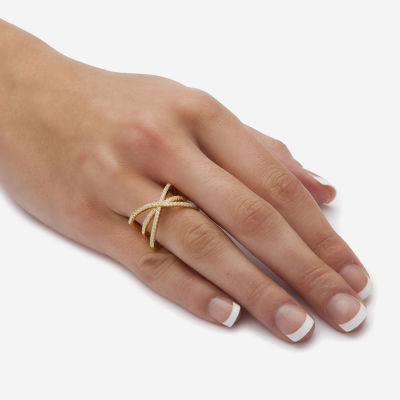 Womens 1/2 CT. T.W. Cubic Zirconia 14K Gold Over Silver Round Cocktail Ring