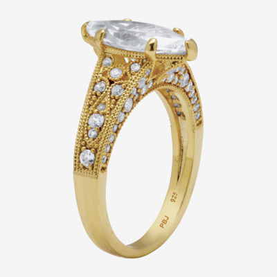 Diamonart Womens 3 1/4 CT. T.W. White Cubic Zirconia 14K Gold Over Silver Diamond Engagement Ring