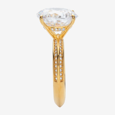 Diamonart Womens Cubic Zirconia 18K Gold Over Silver Round Engagement Ring