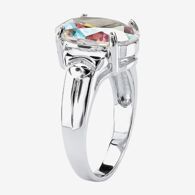 Diamonart Womens 5 3/4 CT. T.W. Multi Color Cubic Zirconia Sterling Silver Oval Cocktail Ring