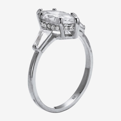 Diamonart Womens 3 CT. T.W. White Cubic Zirconia Platinum Over Silver Diamond Engagement Ring