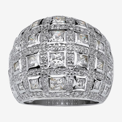 Diamonart Womens / CT. T.W. White Cubic Zirconia Sterling Silver Round Cocktail Ring