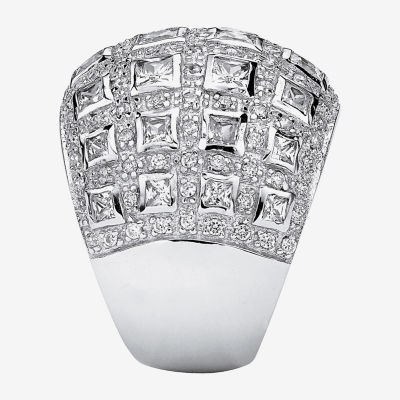 Diamonart Womens / CT. T.W. White Cubic Zirconia Sterling Silver Round Cocktail Ring