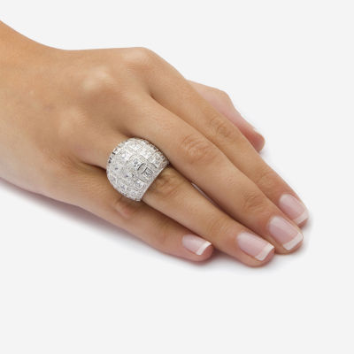 Diamonart Womens / CT. T.W. White Cubic Zirconia Sterling Silver Round Cocktail Ring