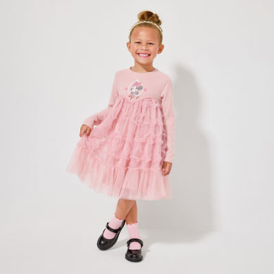 Disney Collection Little & Big Girls Long Sleeve Minnie Mouse Tutu Dress