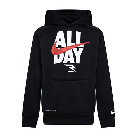 Nike 3BRAND by Russell Wilson Big Boys Dri-Fit Fleece Hoodie, Small, Black