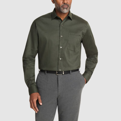 Van Heusen Everyday Defense Mens Regular Fit Stretch Fabric Wrinkle Free Long Sleeve Dress Shirt