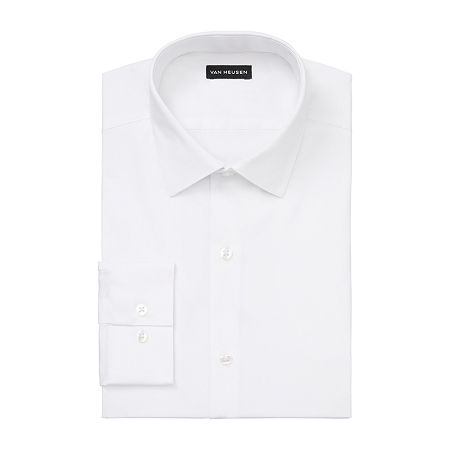 Van Heusen Comfort Performance Mens Slim Fit Stretch Fabric Wrinkle Free Long Sleeve Dress Shirt, 16-16.5 32-33, White