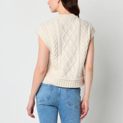 Ryegrass Womens Sleeveless Cable Knit Pullover Sweater