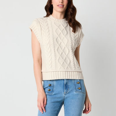 Ryegrass Womens Sleeveless Cable Knit Pullover Sweater