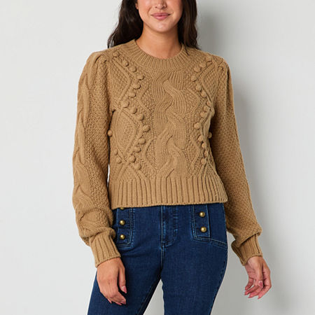 Ryegrass Womens Long Sleeve Rib Knit Pullover Sweater, Medium, Brown