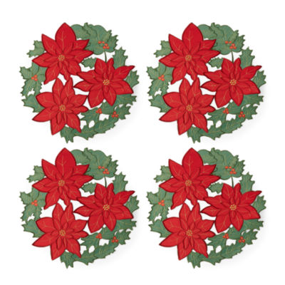 Homewear Portia Poinsettia Cutwork 4-pc. Placemats