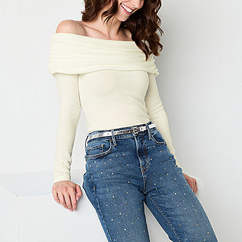 a.n.a Off The Shoulder Womens Long Sleeve Blouse, Color a.n.a Off The Shoulder Womens Long Sleeve Blouse, Color