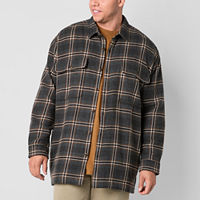 mutual weave Mens Big and Tall Midweight Shirt Jacket, Medium Tall, Black