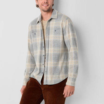 mutual weave Mens Regular Fit Long Sleeve Plaid Button-Down Shirt