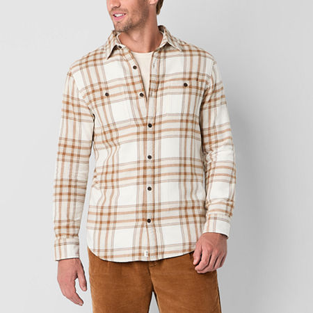 Mutual Weave Mens Regular Fit Long Sleeve Flannel Shirt, X-large, White