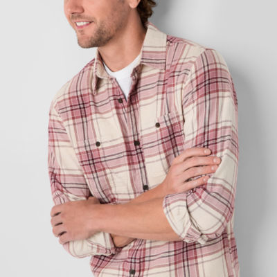 mutual weave Mens Long Sleeve Regular Fit Flannel Shirt
