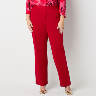 Liz Claiborne-Plus Emma Slim Fit Flare Easy-on + Easy-off Seated Wear Trouser