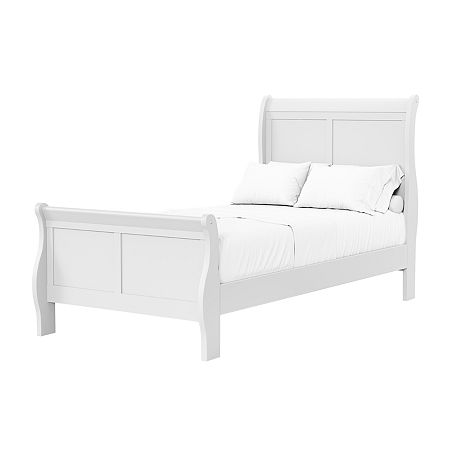 Burkhart Wood Sleigh Bed, One Size, White