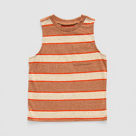 Okie Dokie Toddler & Little Boys Crew Neck Short Sleeve Tank Top, 7, Brown