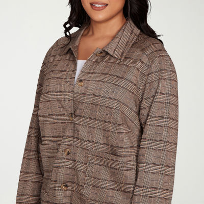 Hearts Of Palm Womens Plus Lightweight Shirt Jacket